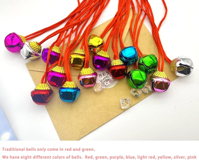 yfstyle Christmas Bell Necklaces Believe Bell Necklaces Christmas Necklace and Bracelet Set Adjustable Christmas Bell Bracelet Red Green Jingle Bell Necklaces Bell Ornaments for Christmas Party - Image 2